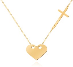 Złoty Naszyjnik Celebrytka 333 Serce Krzyżyk Grawer
