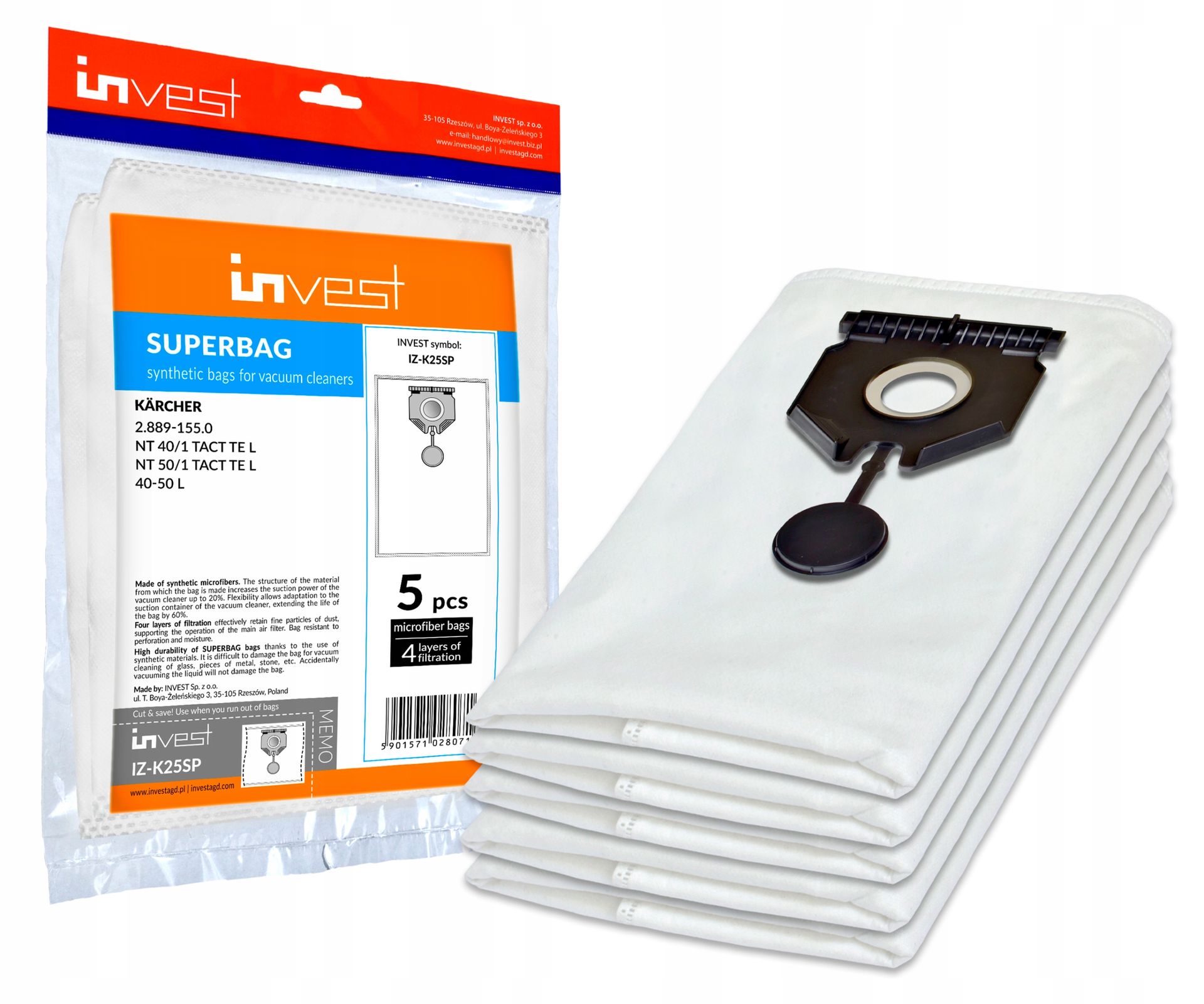 Worki syntetyczne do odkurzacza Karcher Nt 40/1 Tact Te L, Nt 50/1 Tact Te