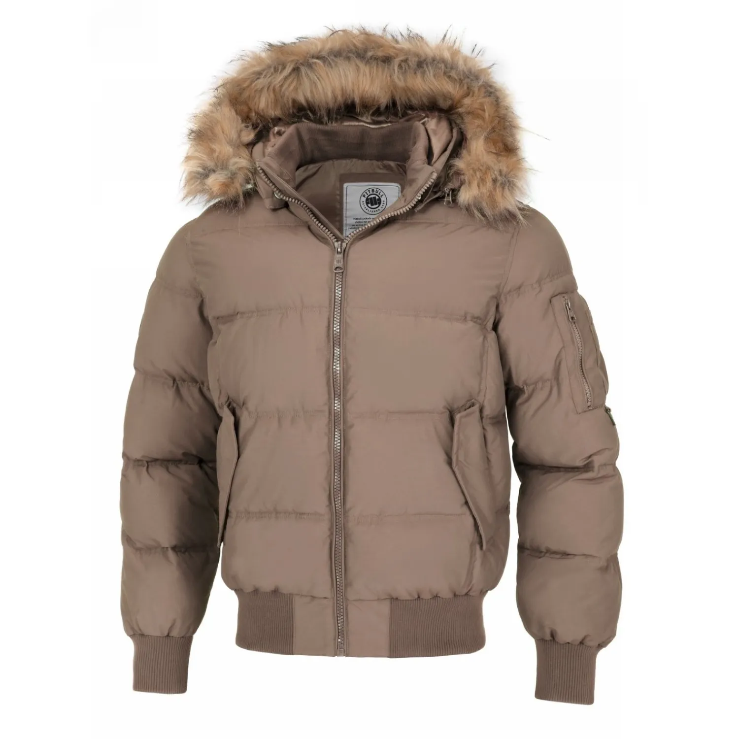 Kurtka zimowa z kapturem Pit Bull Burnt '24 - Piaskowa  L