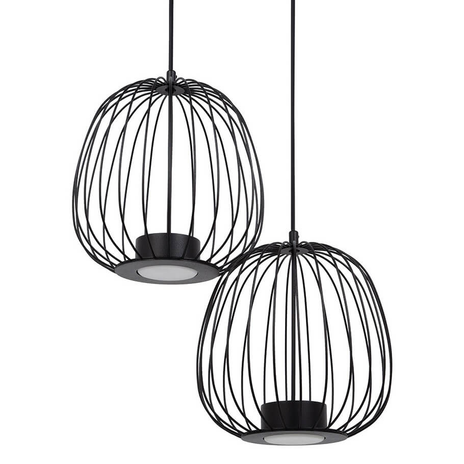 Podwójna lampa zawieszana Bell 41100 druciak cage do salonu czarna