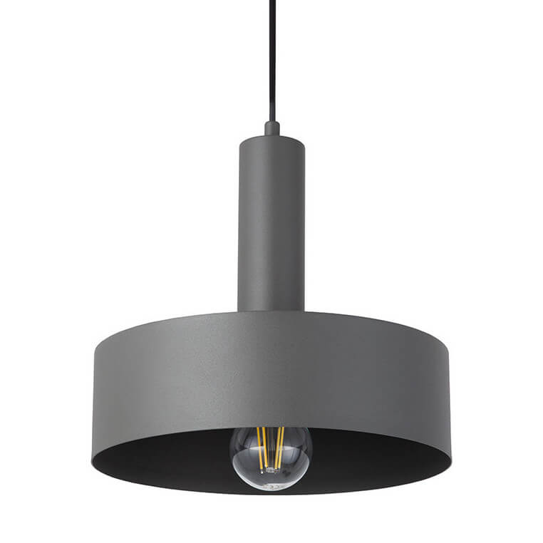 Lampa zawieszana do sypialni Vitrum 40970 okrągła krążek czarna szara
