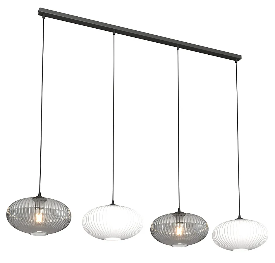 Loftowa lampa wisząca ze szklanymi kloszami grafit + opal - 7X D174 R9-T92