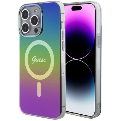 Guess Etui Hardace IML Iridescent Magsafe do iPhone 15 Pro Max 6,7 cala Wielokolorowy GUHMP15XHITSK