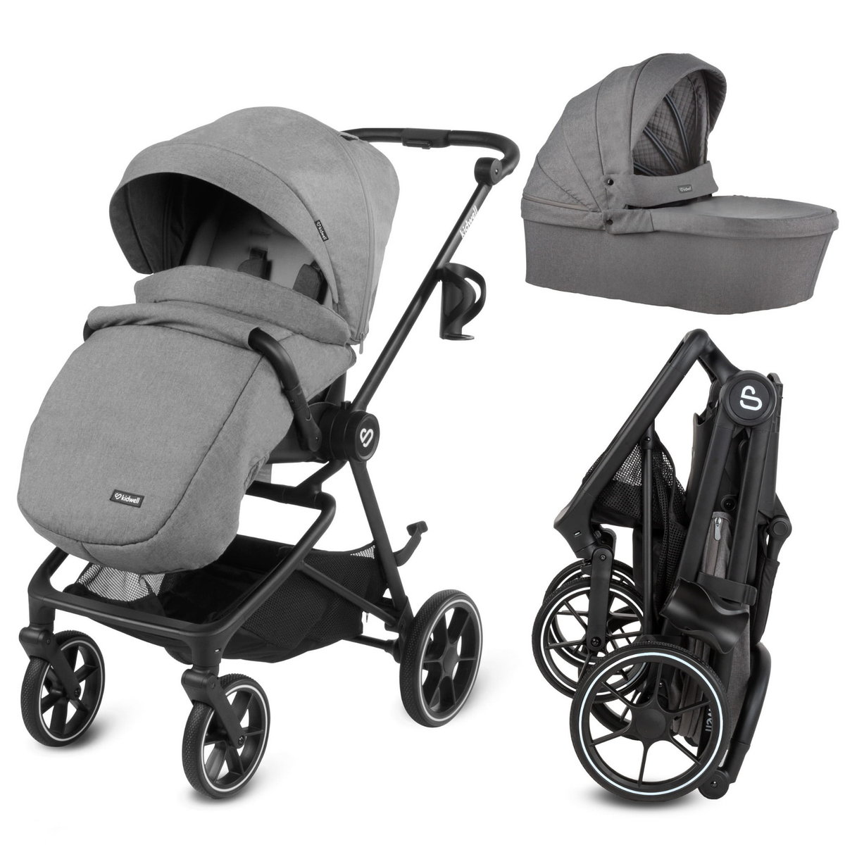 Kidwell Wózek 2w1 głęboko-spacerowy VELMONT grey