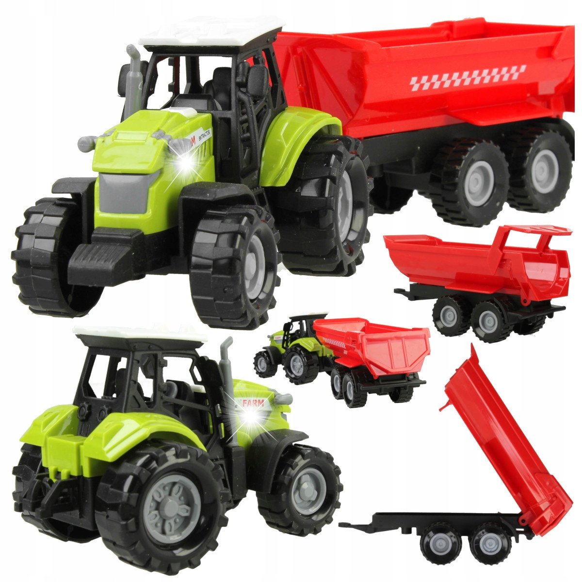 TRAKTOR Z PRZYCZEPĄ CIĘGNIK ROLNICZY ŚWIATŁA DŹWIĘKI SILNIKA ZESTAW FARMERA Z2103