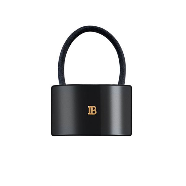 BALMAIN PARIS Cellulose Acetate Elastique Pour Cheveux Black Luksusowa gumka do włosów średniej wielkości z 14K złotem