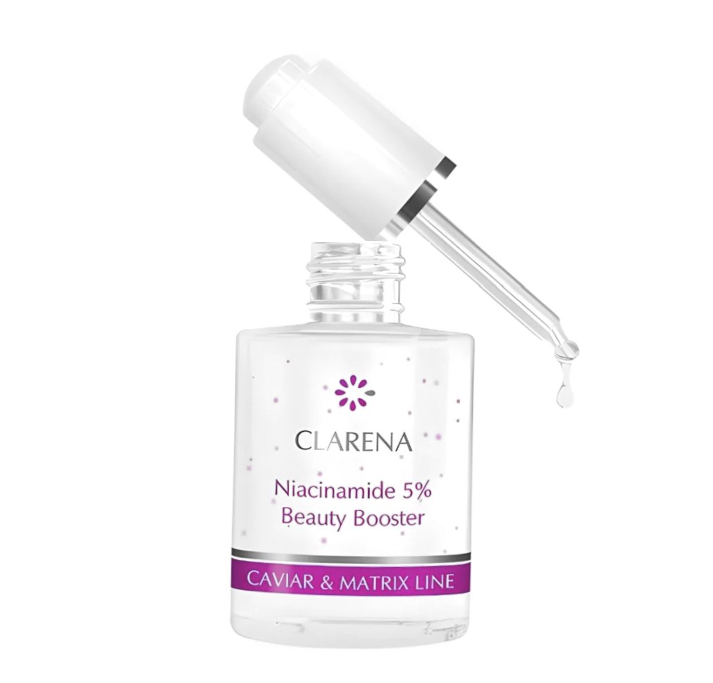 Clarena Niacinamide 5% Beauty Booster, Wzmacniacz do Twarzy, Nawilża, Ujędrnia, Zmniejsza Zmarszczki, 30ml