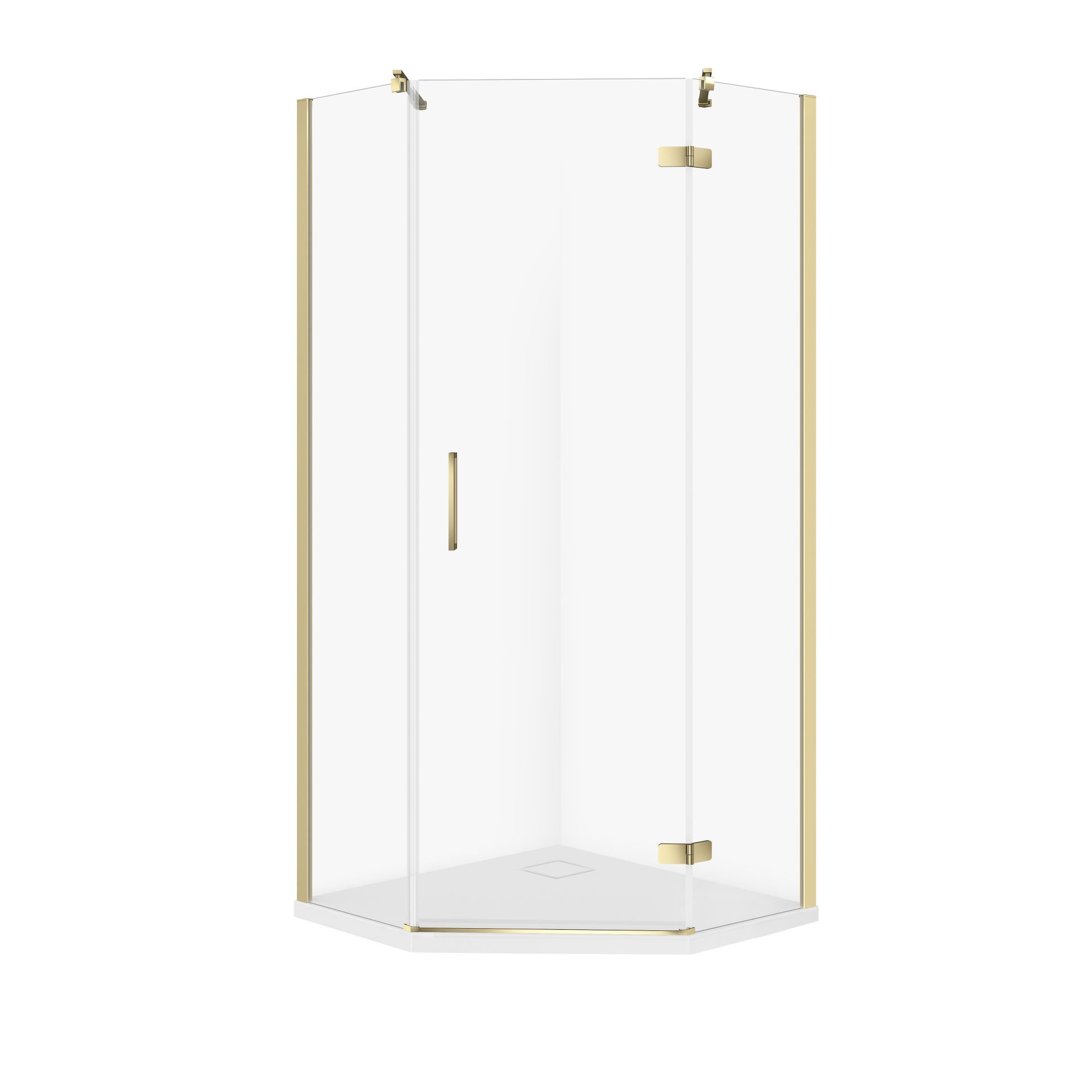 Kabina prysznicowa Cersanit Jota 90x90x195 pięciokątna złoty transparentne z brodzikiem tako slim 4cm biały S601-364