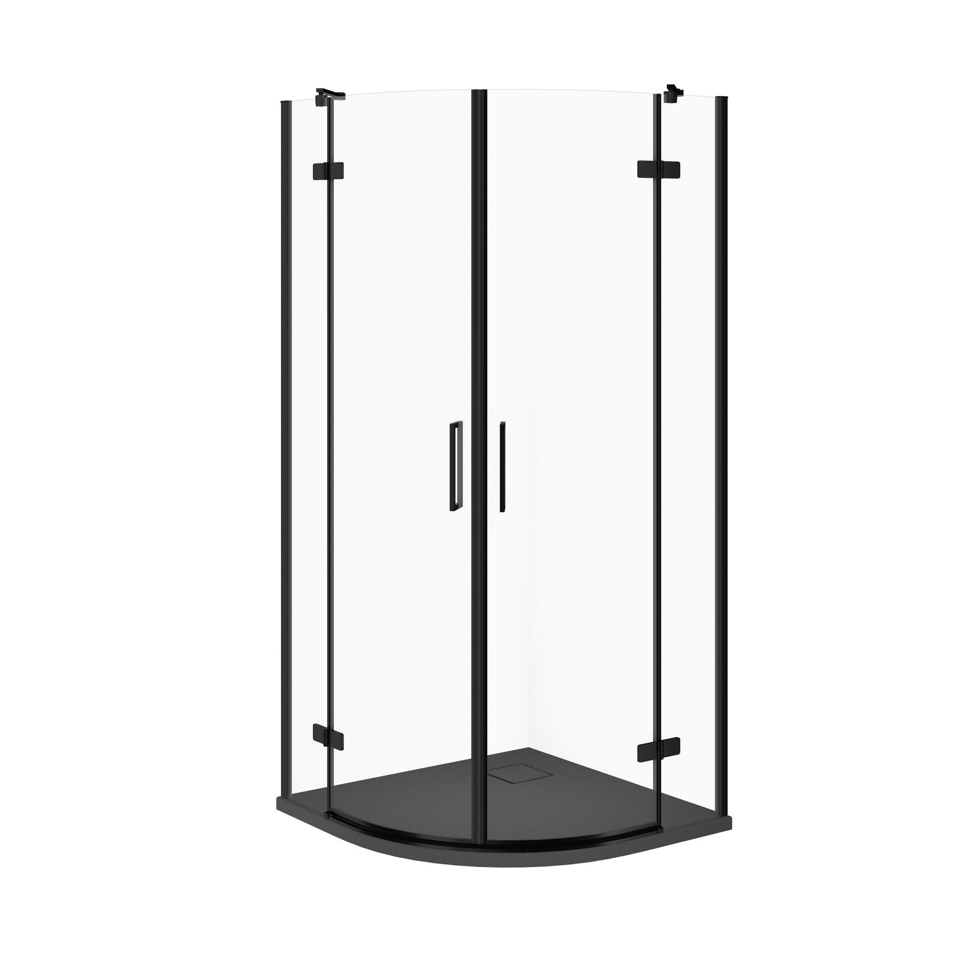 Kabina prysznicowa Cersanit Jota 80x80x195 półokrągła czarny transparentne z brodzikiem tako slim 4cm szary mat S601-440