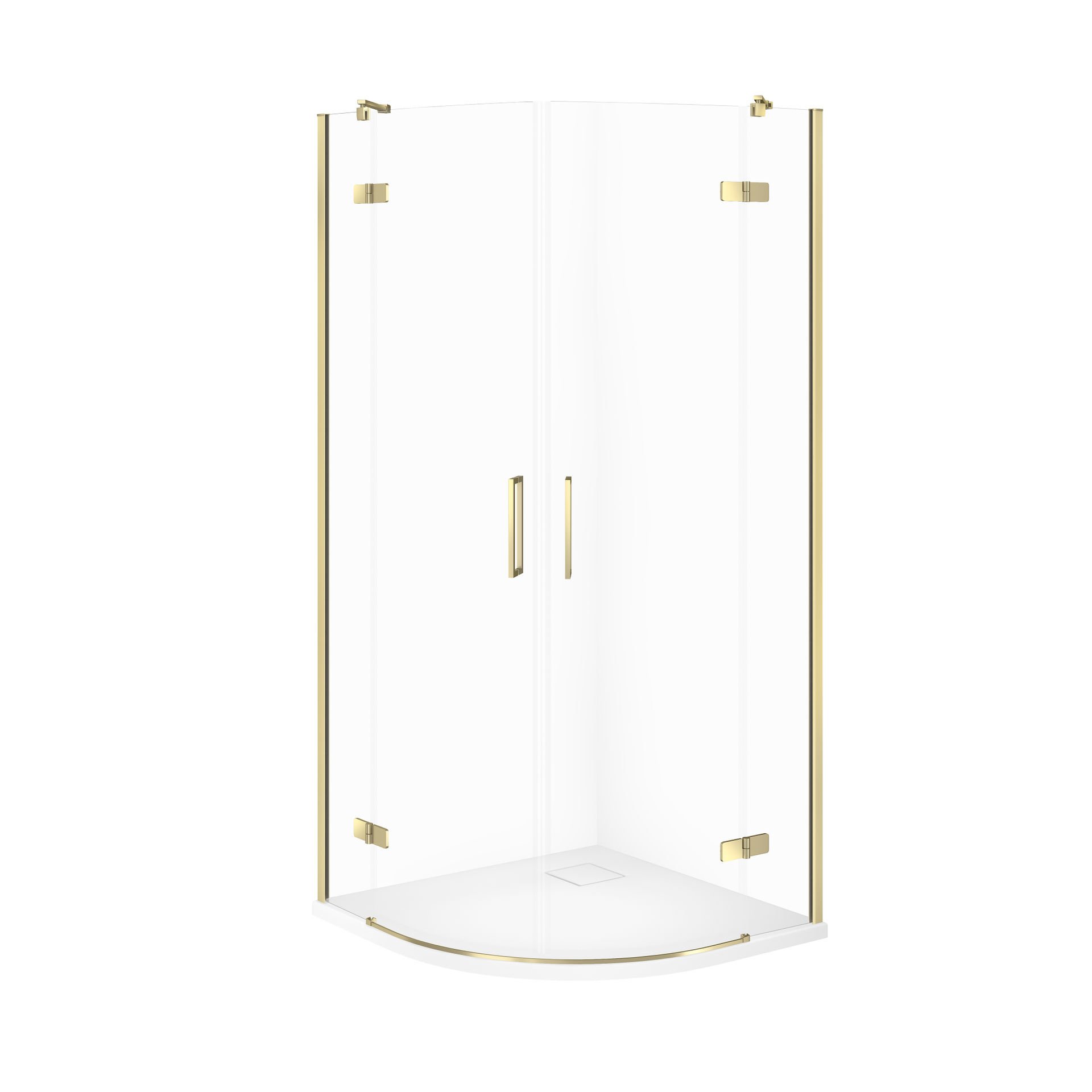 Kabina prysznicowa Cersanit Jota 80x80x195 półokrągła złoty transparentne z brodzikiem tako slim 4cm biały mat S601-431