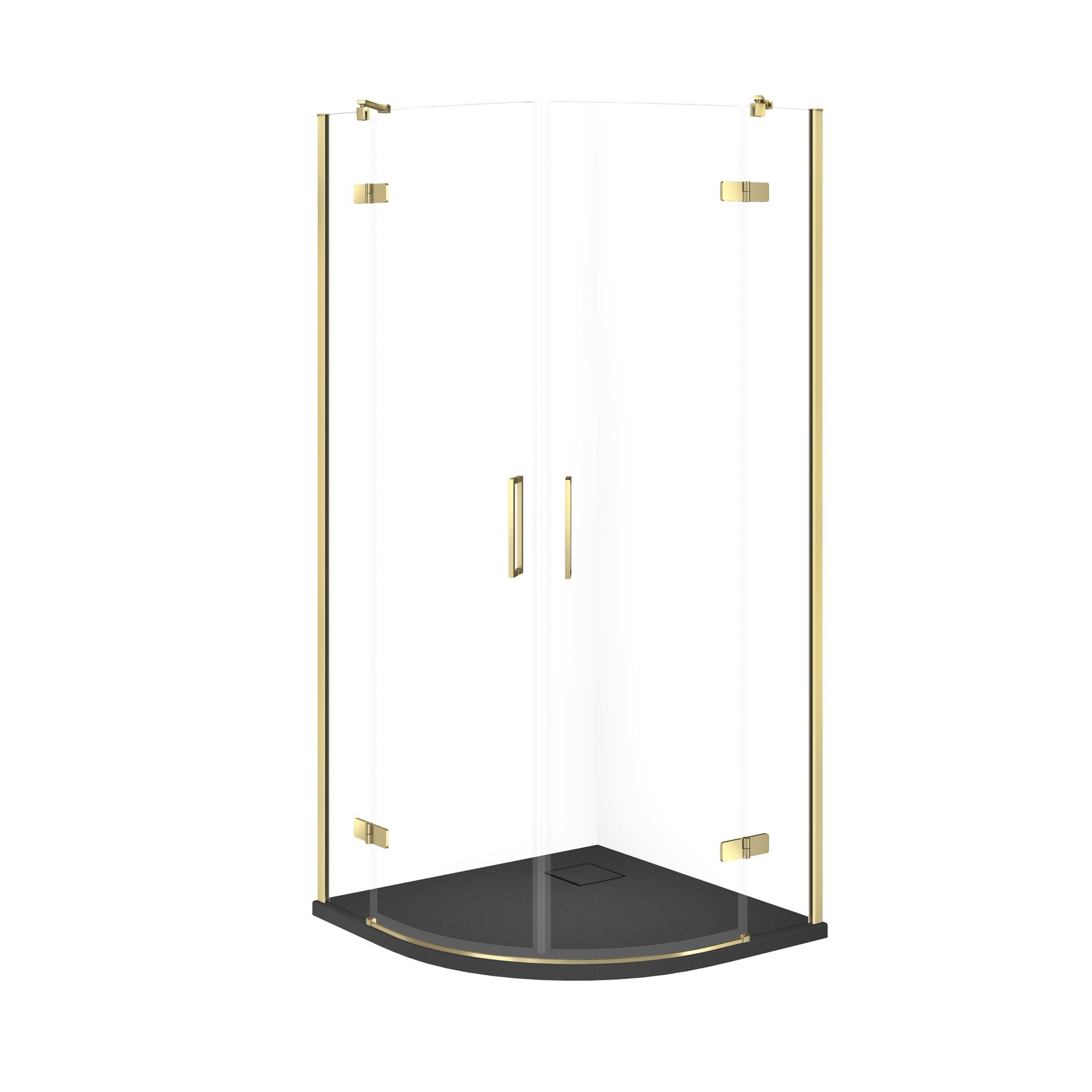 Kabina prysznicowa Cersanit Jota 80x80x195 półokrągła złoty transparentne z brodzikiem tako slim 4cm szary mat S601-432
