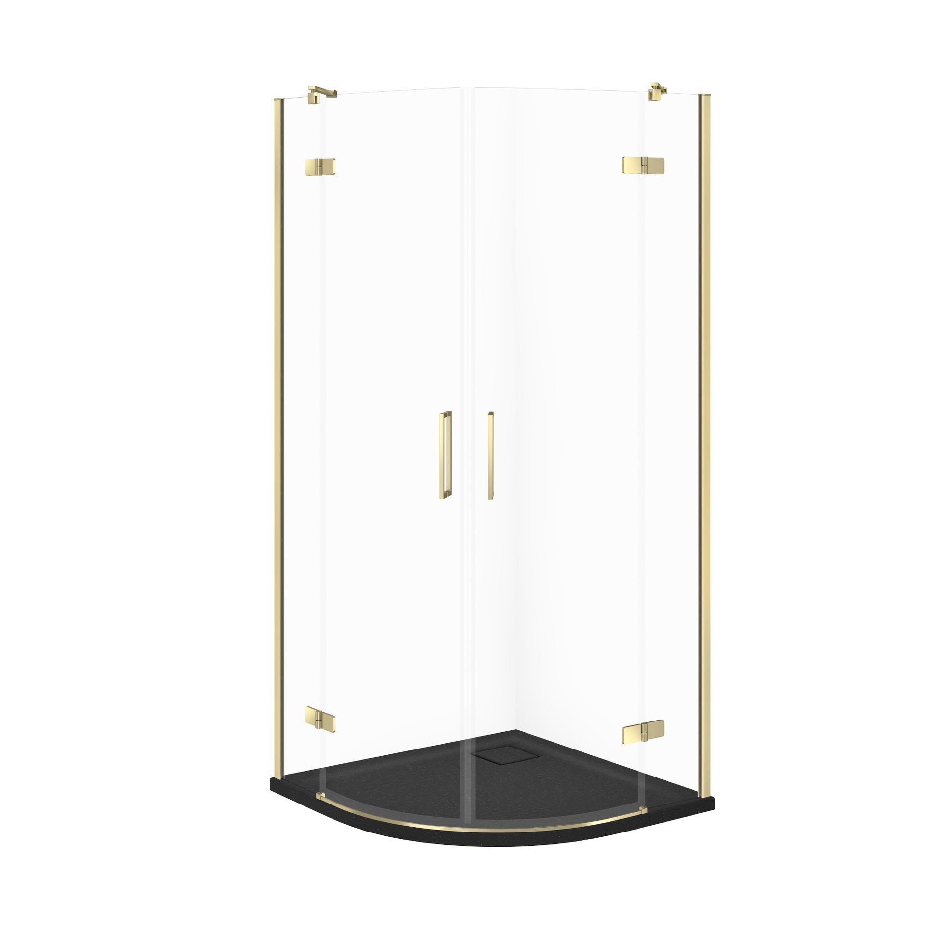 Kabina prysznicowa Cersanit Jota 80x80x195 półokrągła złoty transparentne z brodzikiem tako slim 4cm czarny mat S601-433