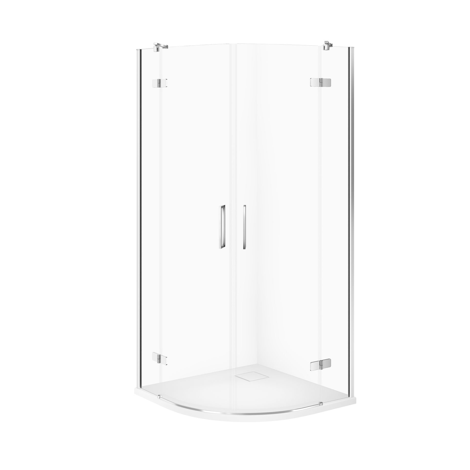 Kabina prysznicowa Cersanit Jota 90x90x195 półokrągła chrom transparentne z brodzikiem tako slim 4cm biały mat S601-447