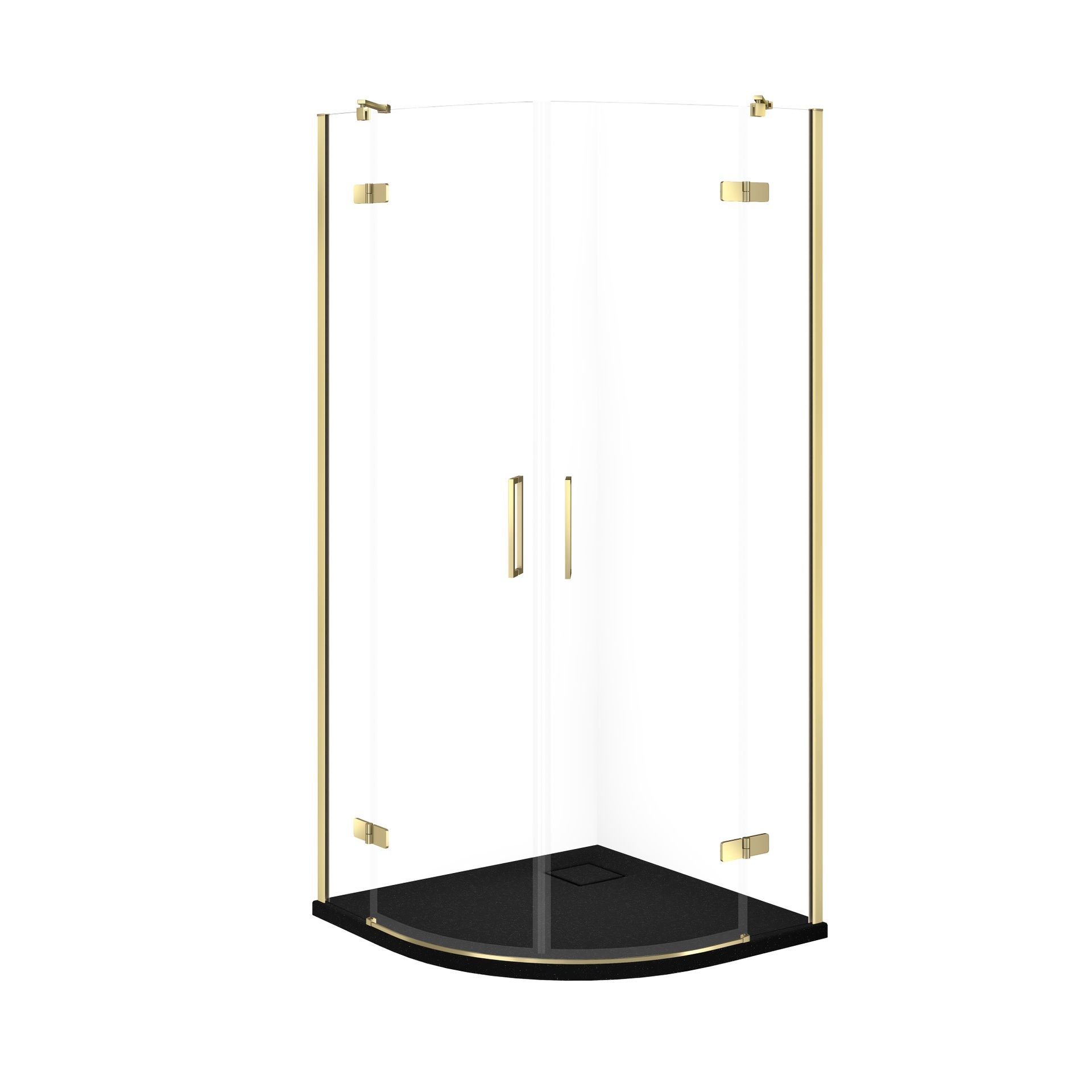 Kabina prysznicowa Cersanit Jota 90x90x195 półokrągła złoty transparentne z brodzikiem tako slim 4cm czarny mat S601-445