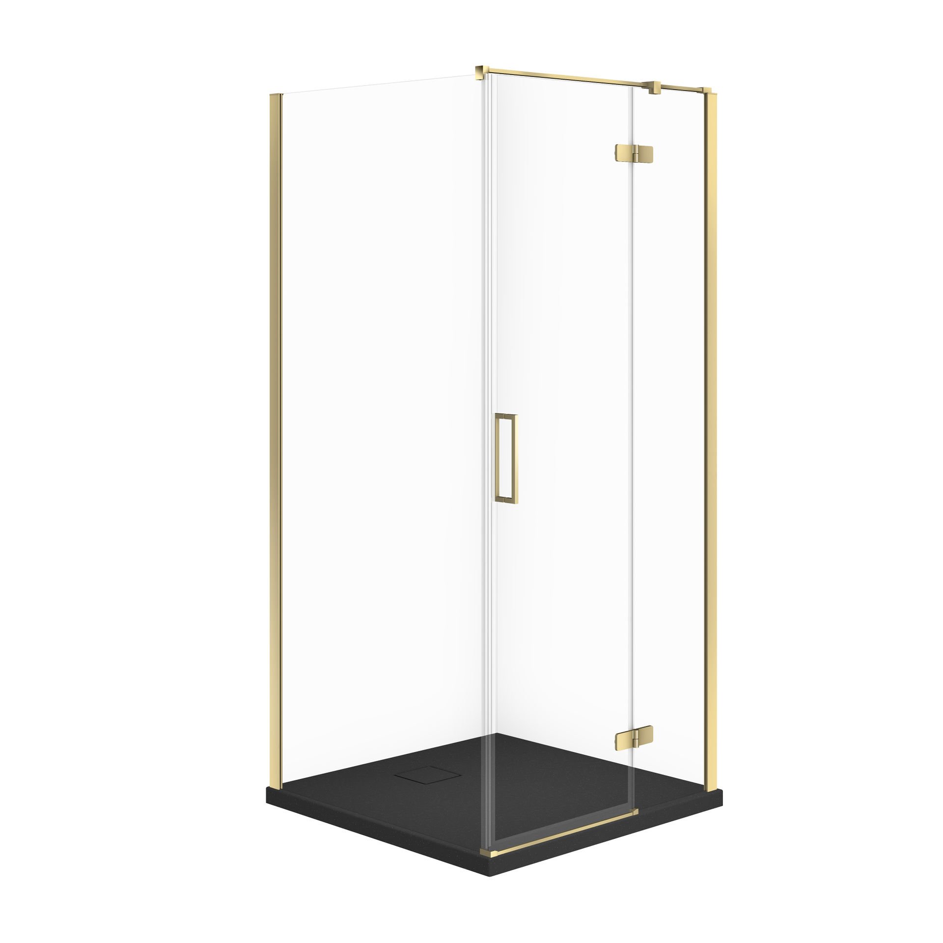Kabina prysznicowa Cersanit Jota 80x80x195 kwadratowa złoty transparentne z brodzikiem tako slim 4cm czarny mat S601-372