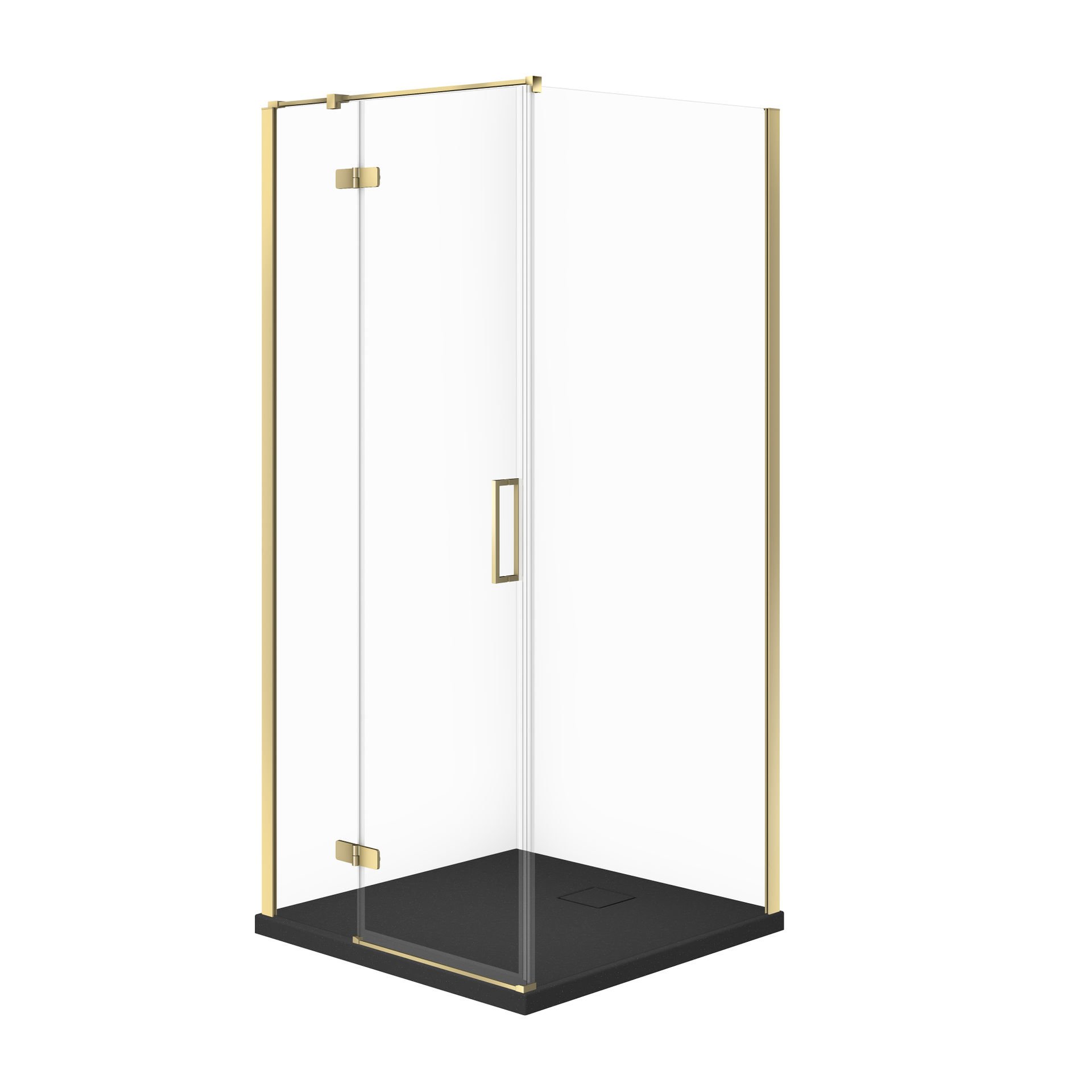 Kabina prysznicowa Cersanit Jota 90x90x195 kwadratowa złoty transparentne z brodzikiem tako slim 4cm czarny mat S601-379