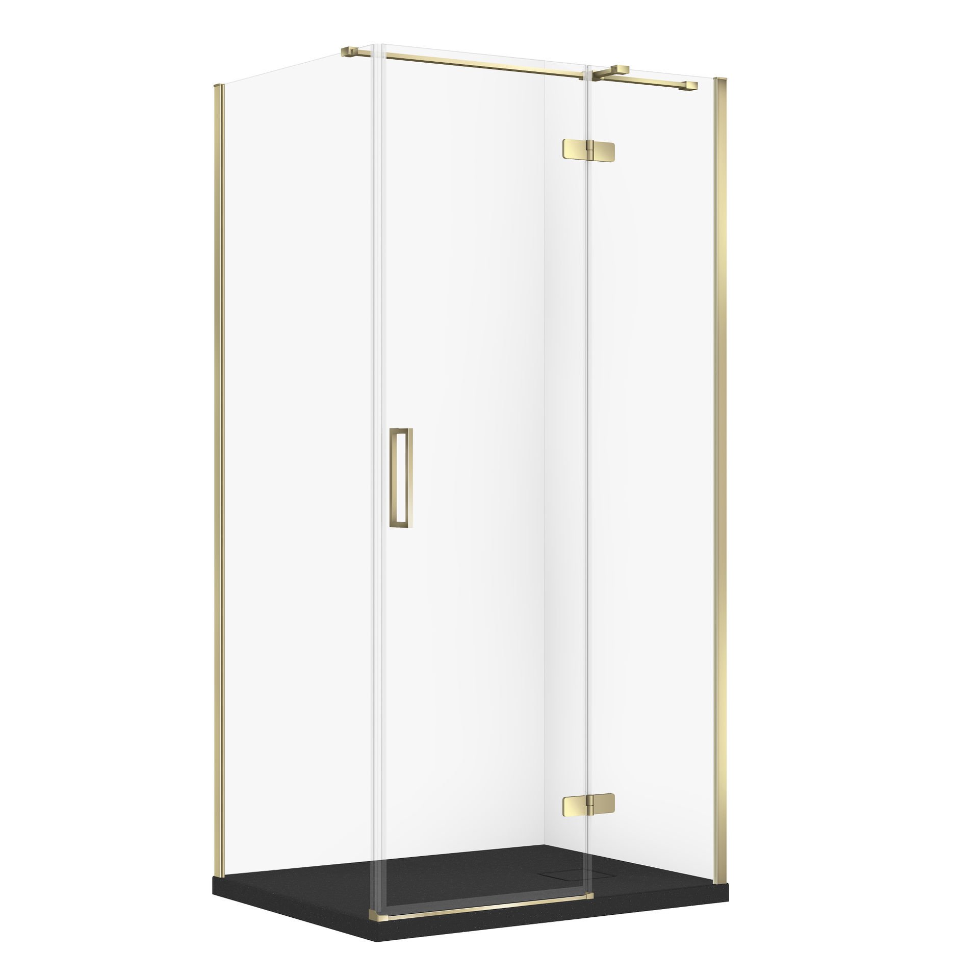 Kabina prysznicowa Cersanit Jota 100x80x195 prostokątna złoty transparentne z brodzikiem tako slim czarny mat S601-388