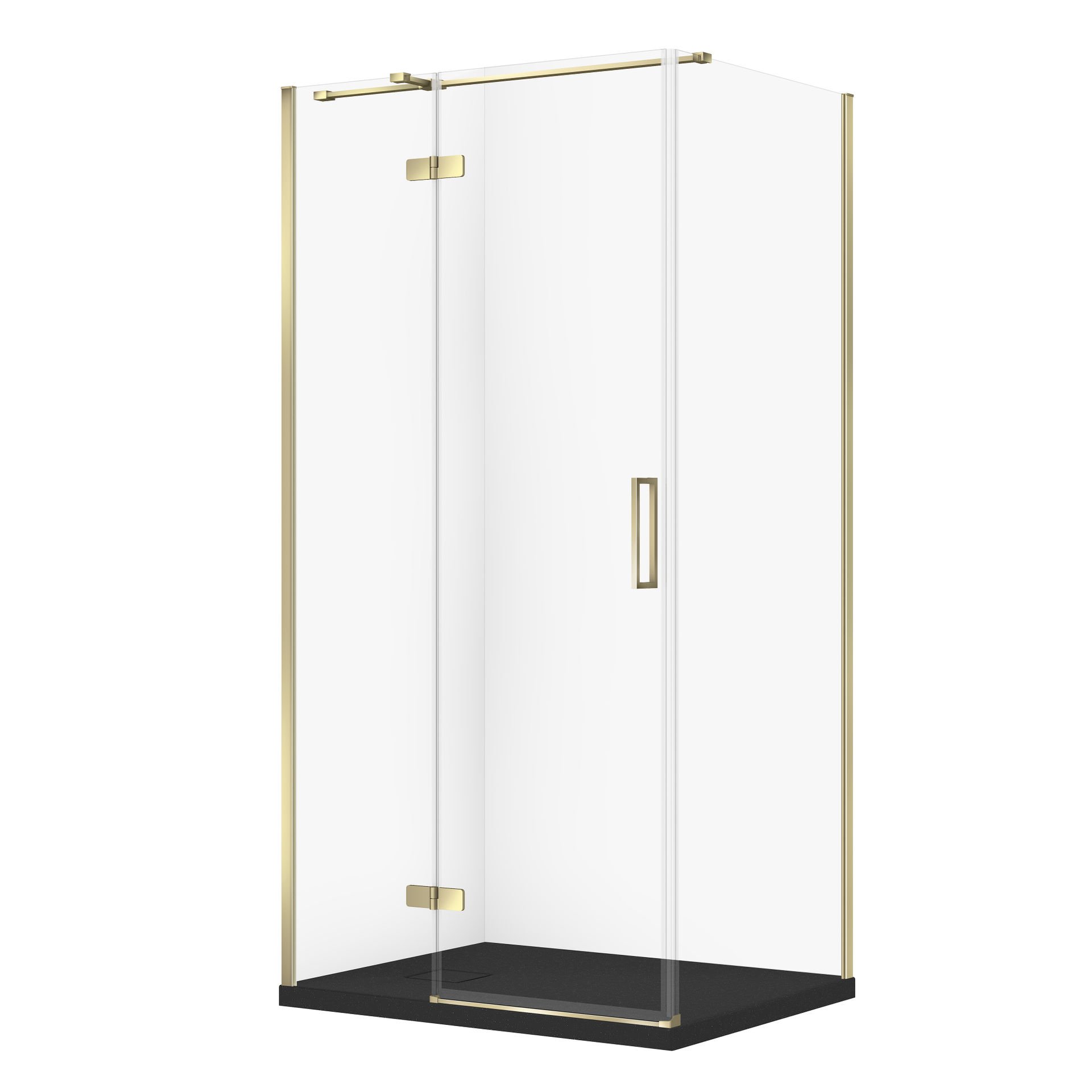 Kabina prysznicowa Cersanit Jota 100x80x195 prostokątna złoty transparentne z brodzikiem tako slim czarny mat S601-389