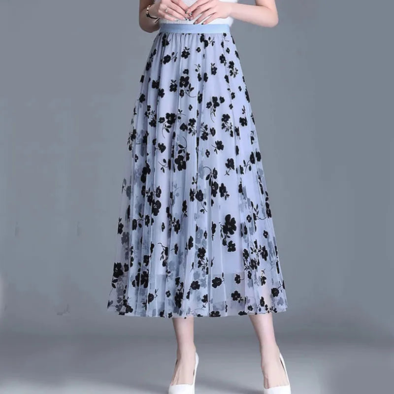Elegancka spódnica midi - Niebieski