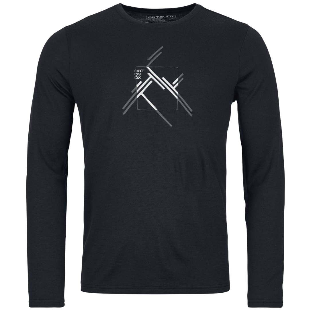 Koszulka męska Ortovox 185 Merino Mtn Cutout Ls Men's Rozmiar: M / Kolor: czarny