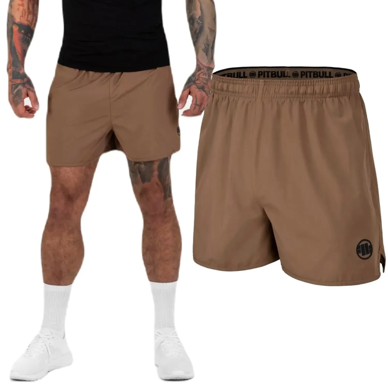 Spodenki sportowe Pit Bull Performance Pro plus Small Logo II - Piaskowe