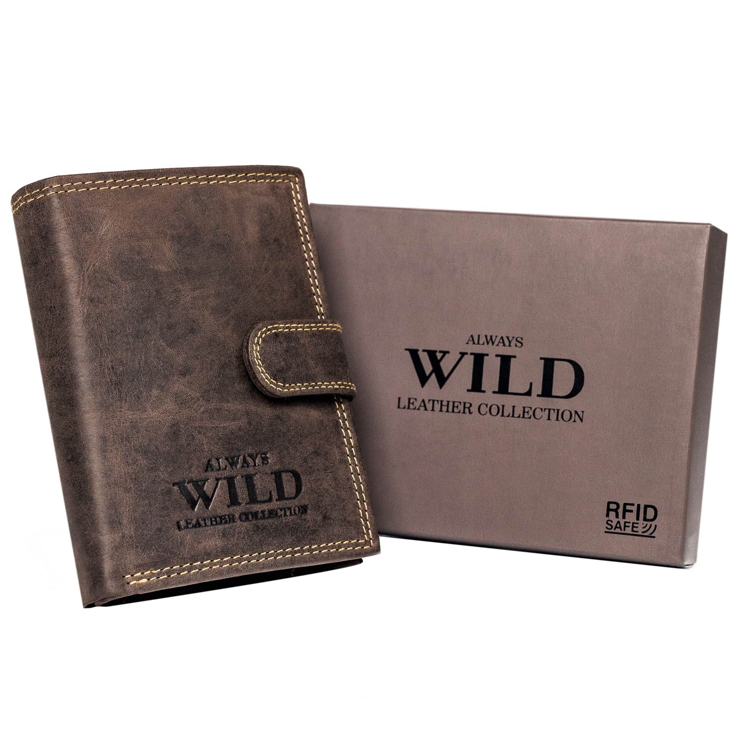 Skórzany portfel męski Always Wild, 13 x 10 x 2,5 cm