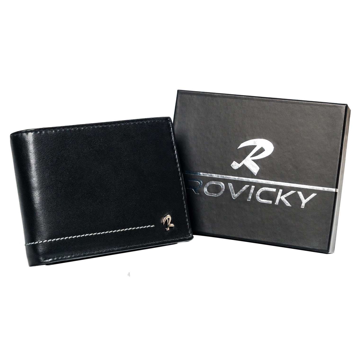 Skórzany portfel męski Rovicky, 9,5 x 12,5 x 2,5 cm