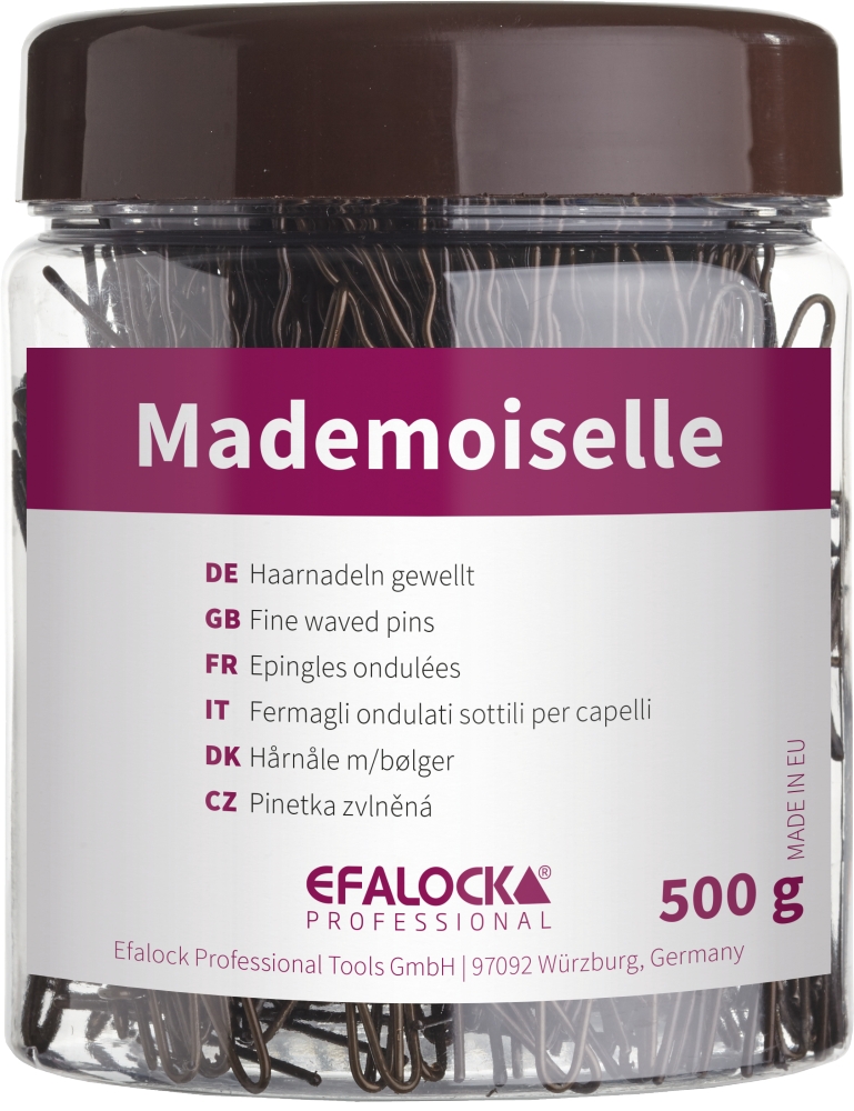 Efalock Mademoiselle, spinki do koka karbowane 65mm, 500g, brązowy