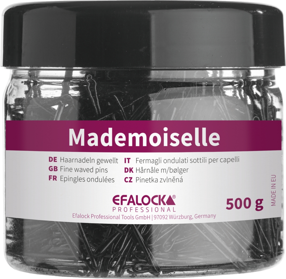 Efalock Mademoiselle, spinki do koka karbowane 45mm, 500g, czarny