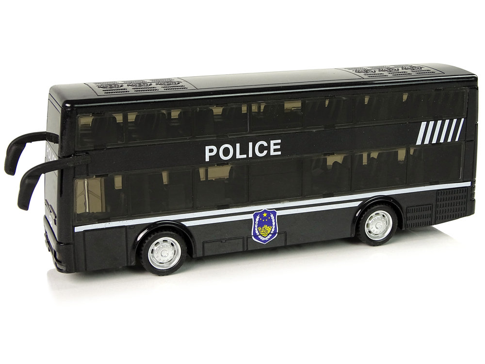 CZARNY Z NAPĘDEM AUTOBUS POLICYJNY DWUPIĘTROWY
