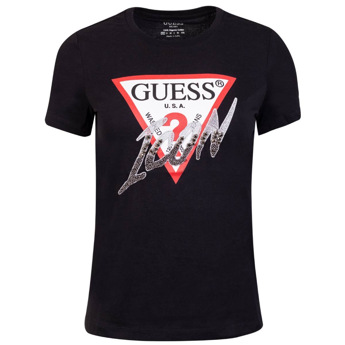 GUESS KOSZULKA DAMSKA T-SHIRT SS CN ICON TEE BLACK W2GI02I3Z11 JBLK S