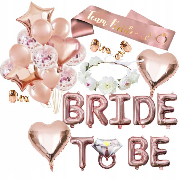 Balony Rose Gold Ślub Panieński Zestaw Szarfa