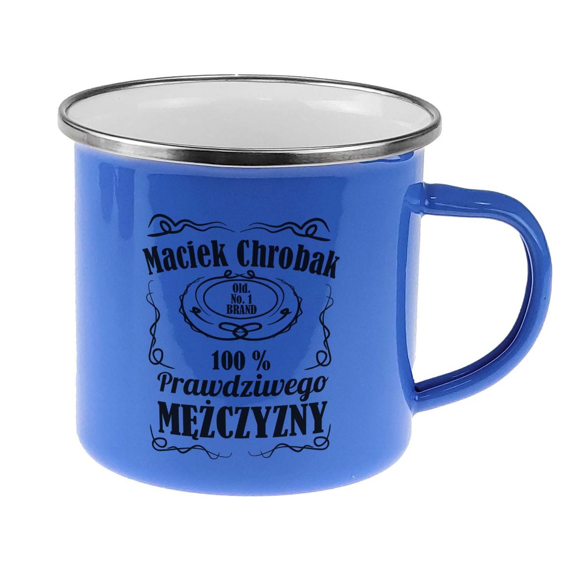 Kubek emaliowany dla prawdziwego mężczyzny- w stylu Jack Daniel's.