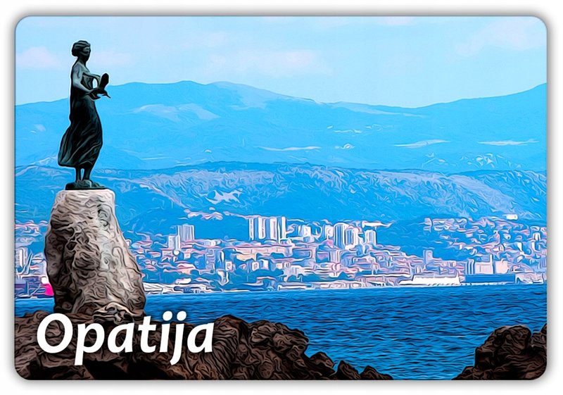 CHORWACJA - Opatija - Panorama od strony morza - Magnes na lodówkę