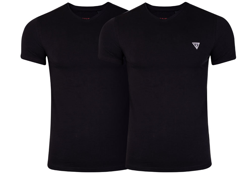 Guess Koszulka Męska T-Shirt Caleb Hero V Neck S/S 2Pack Black U97G03Jr003 A996 Xxl