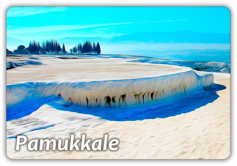 TURCJA - Pamukkale - Krajobraz - Wapienne osady - Magnes na lodówkę