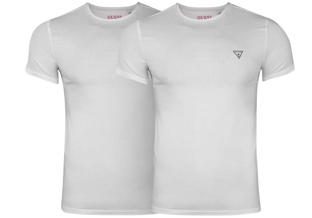 GUESS KOSZULKA MĘSKA T-SHIRT CALEB HERO CNK S/S 2PACK WHITE U97G02JR003 A009 - Rozmiar: L
