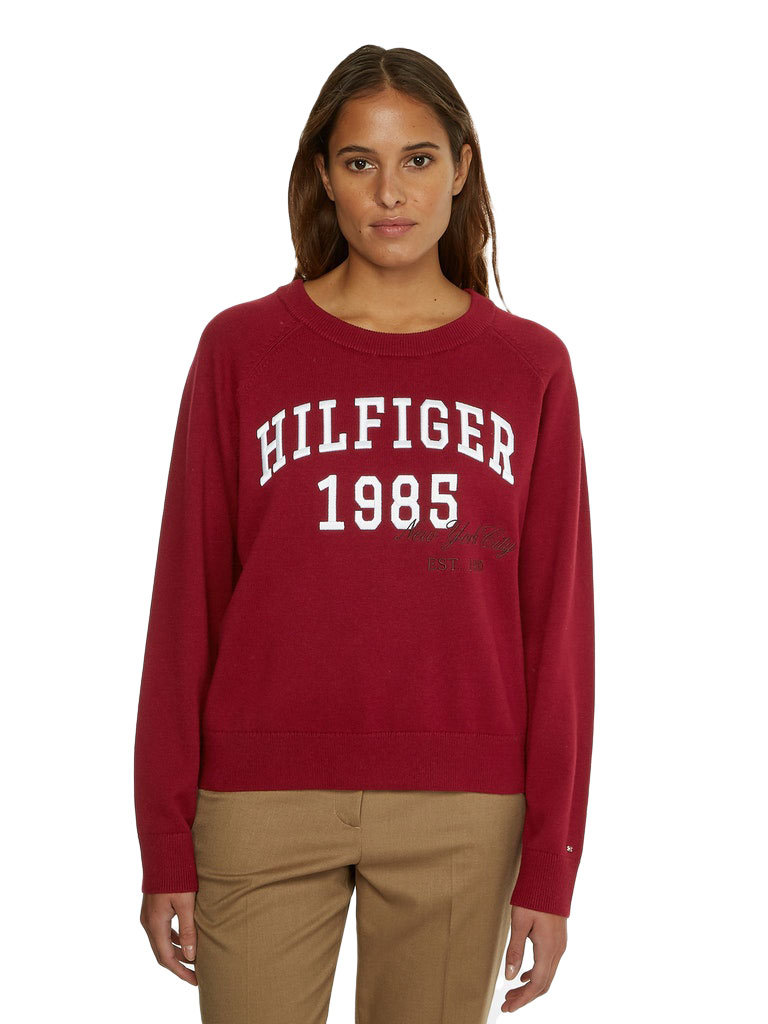 Tommy Hilfiger Damski Sweter Heritage Varsity C-Nk Sweater Claret Ww0Ww36700 Xjs M