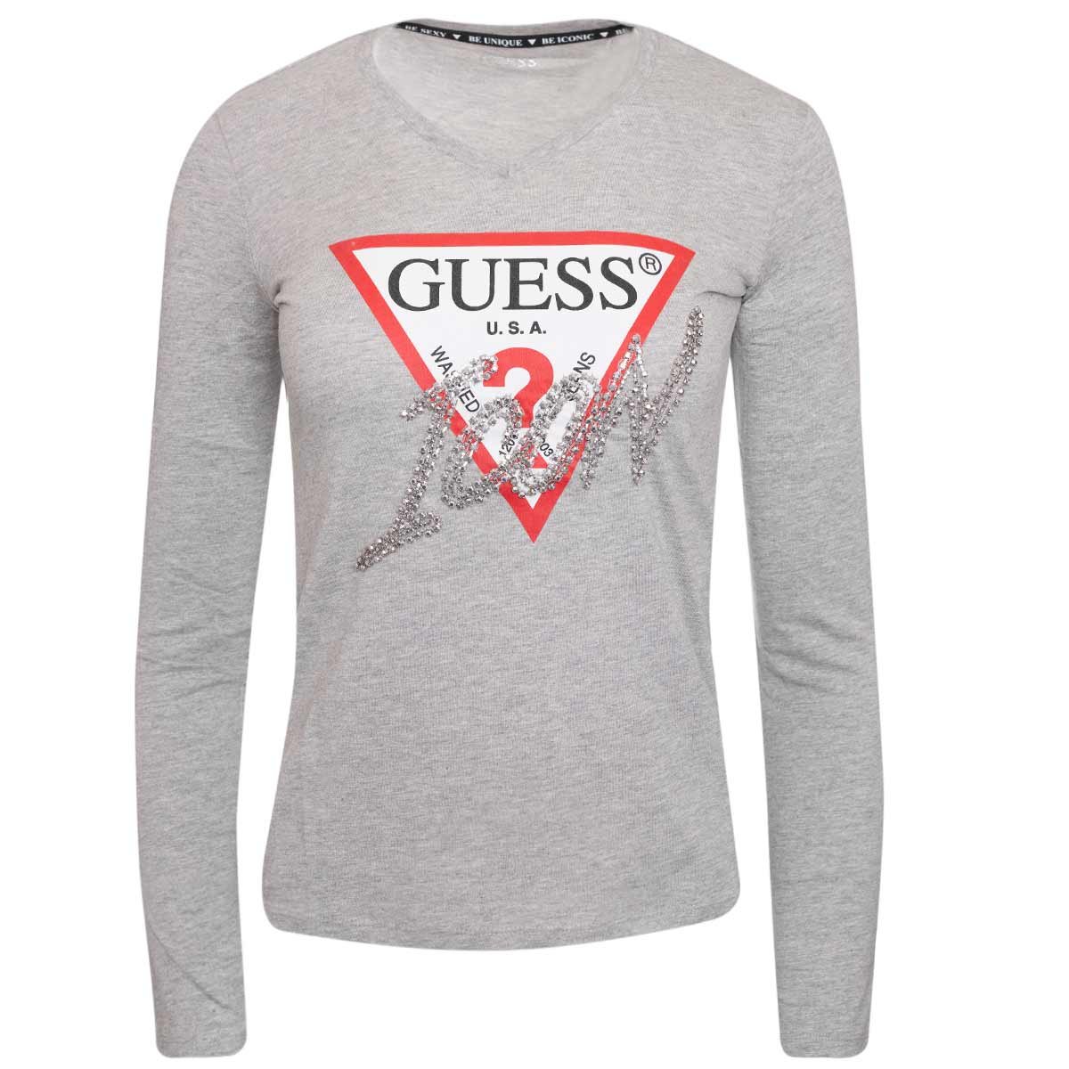 Guess Damska Koszulka Z Długim Rękawem Ls Vn Icon Tee Szara W2Bi39I3Z13 Lmgy Xs