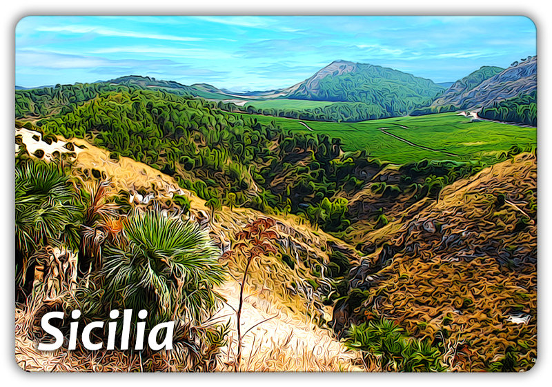 SYCYLIA - Krajobraz - Panorama - Sicilia - Włochy - Magnes na lodówkę