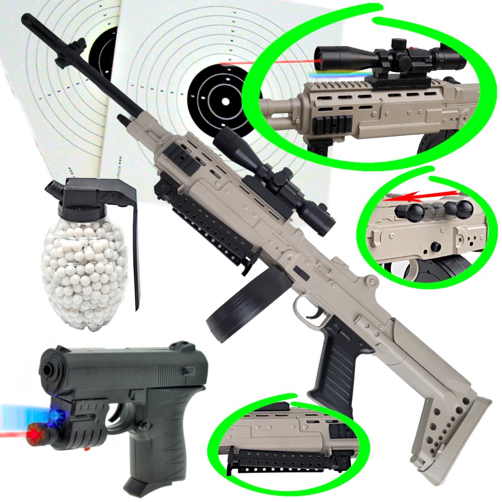 Karabin AK-12 Snajperka Na Kulki +Pistolet Laser +Kulki Granat