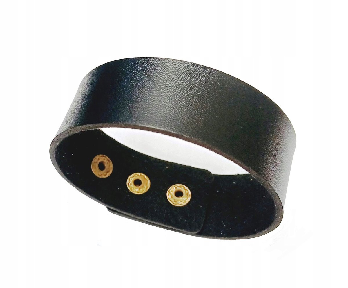 Męska bransoletka, bransoleta skórzana, skóra naturalna 18,5-21,5 cm czarna