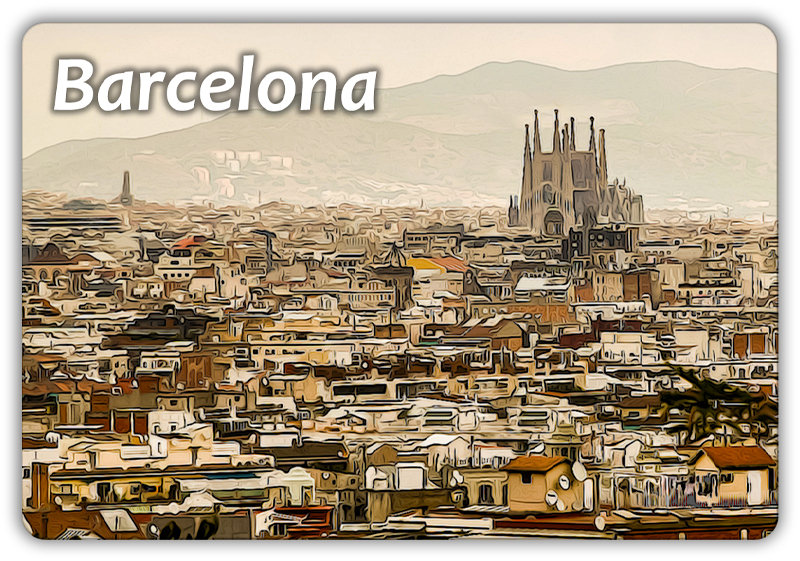 BARCELONA - Sagrada Familia - Panorama - Świątynia - Magnes na lodówkę
