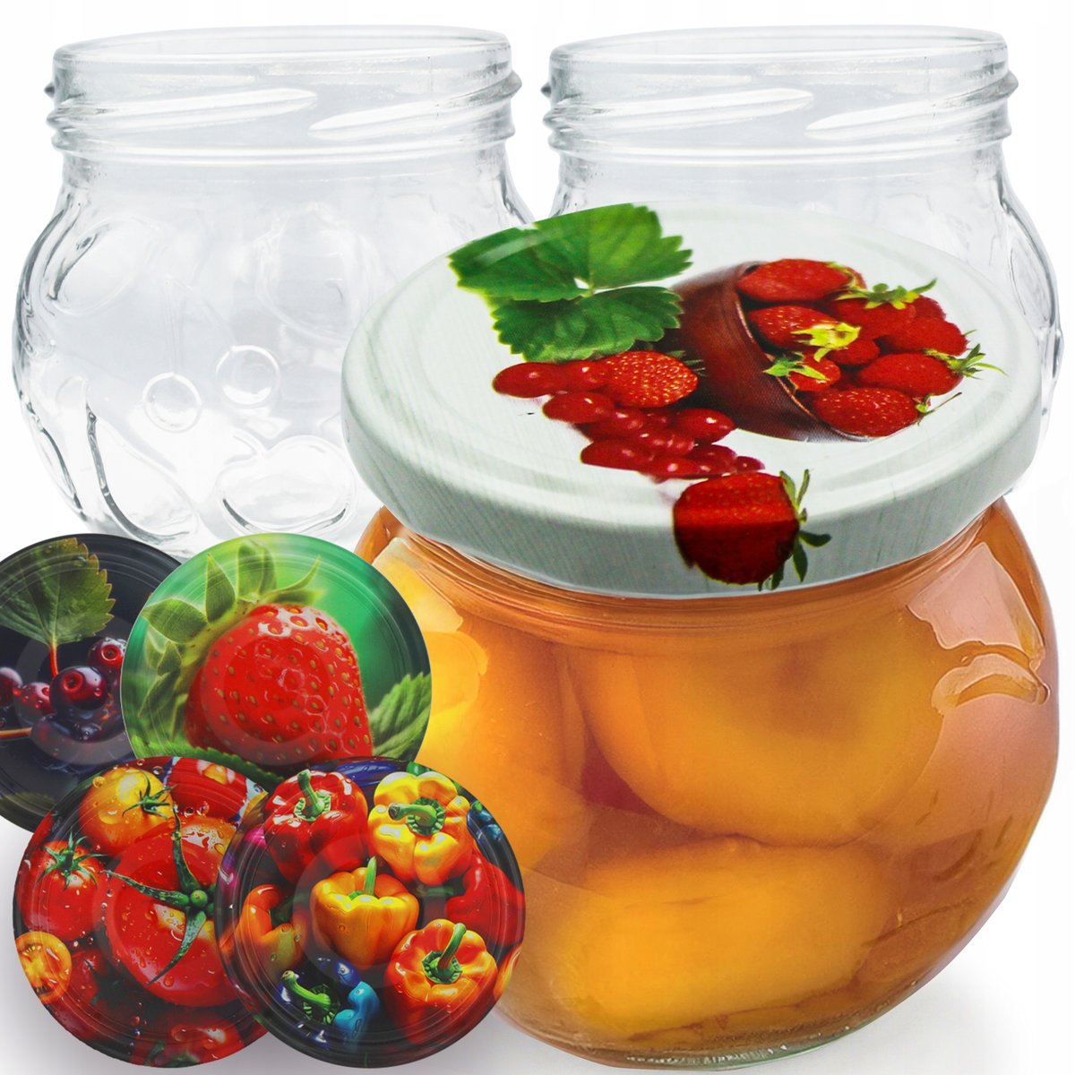 16 x SŁOIK SZKLANY SŁOIKI NA PRZETWORY DŻEM MIÓD POWIDŁA 215ml + WIECZKA