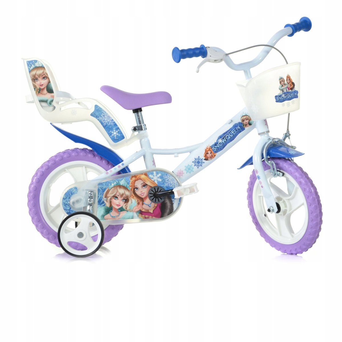 Rower dziecięcy DINO SNOW QUEEN, 12 cali [Biały, Rama dziecięca]