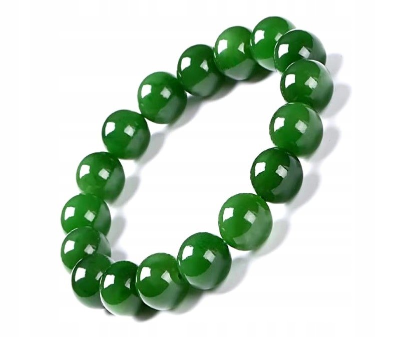 PIĘKNA BRANSOLETKA Z KAMIENIA, BRANSOLETA NATURALNY KAMIEŃ JADEIT - 10MM