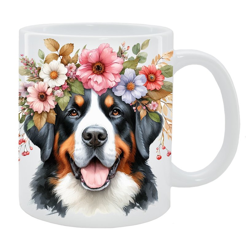 Kubek Duży szwajcarski pies pasterski - Kolekcja Floral