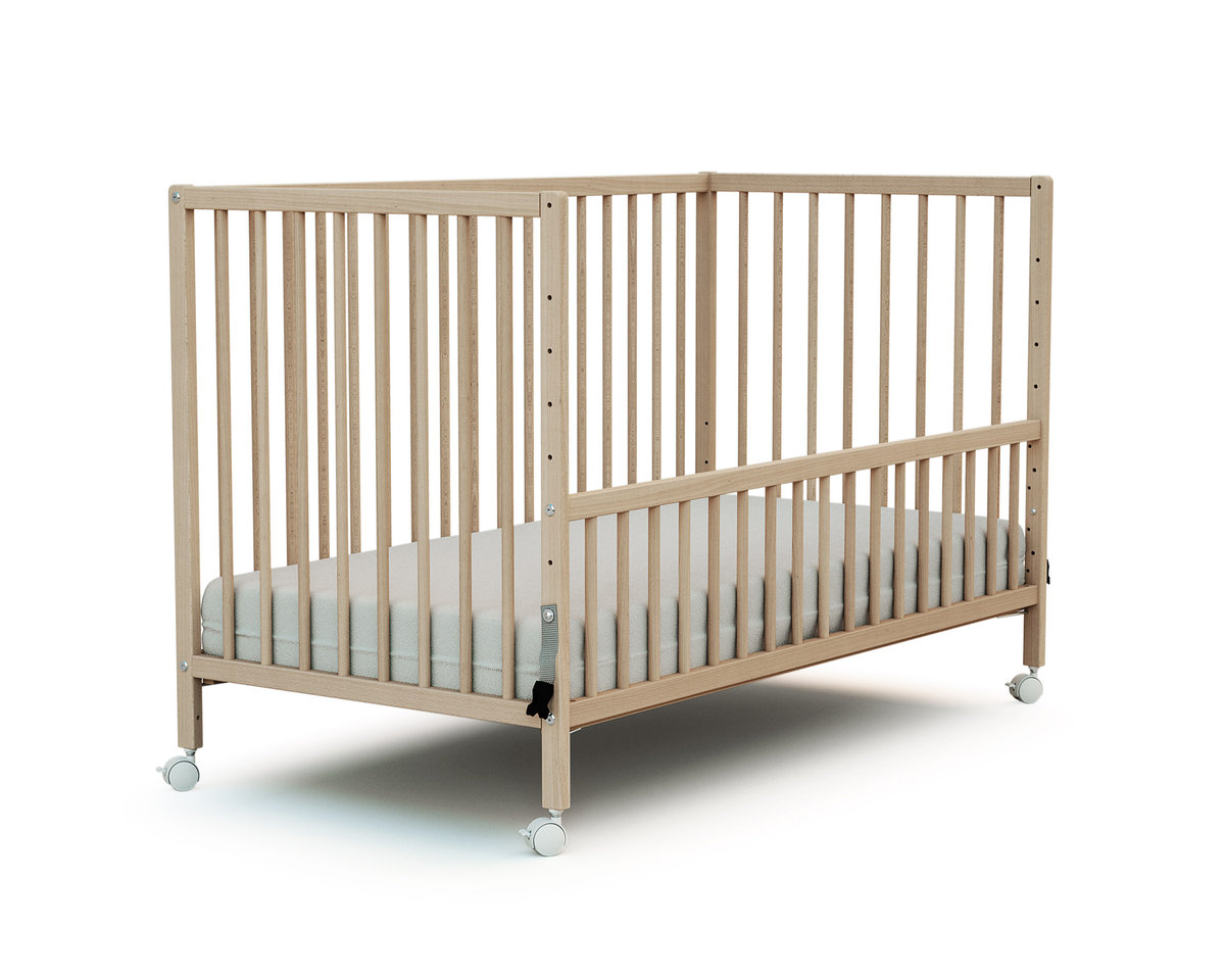WEBABY - Łóżeczko dziecięce z surowego drewna bukowego 60 x 120 cm