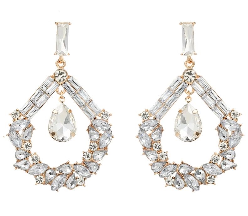 Kryształowe krople kolczyki wiszące widoczne na SYLWESTRA przyjęcie sztyft