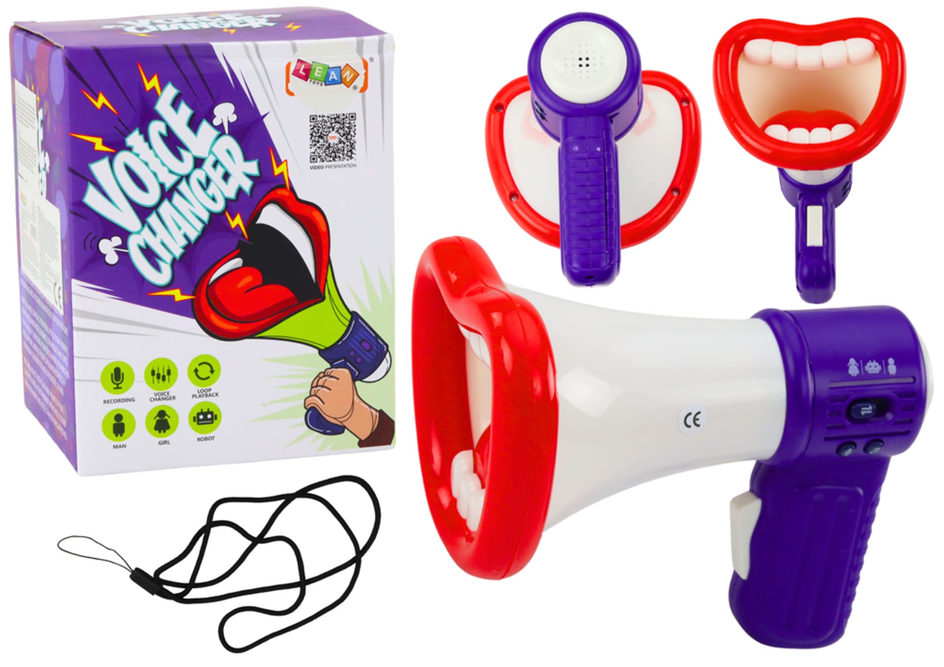 Leantoys Megafon zmieniacz głosu nagrywanie i trzy tryby